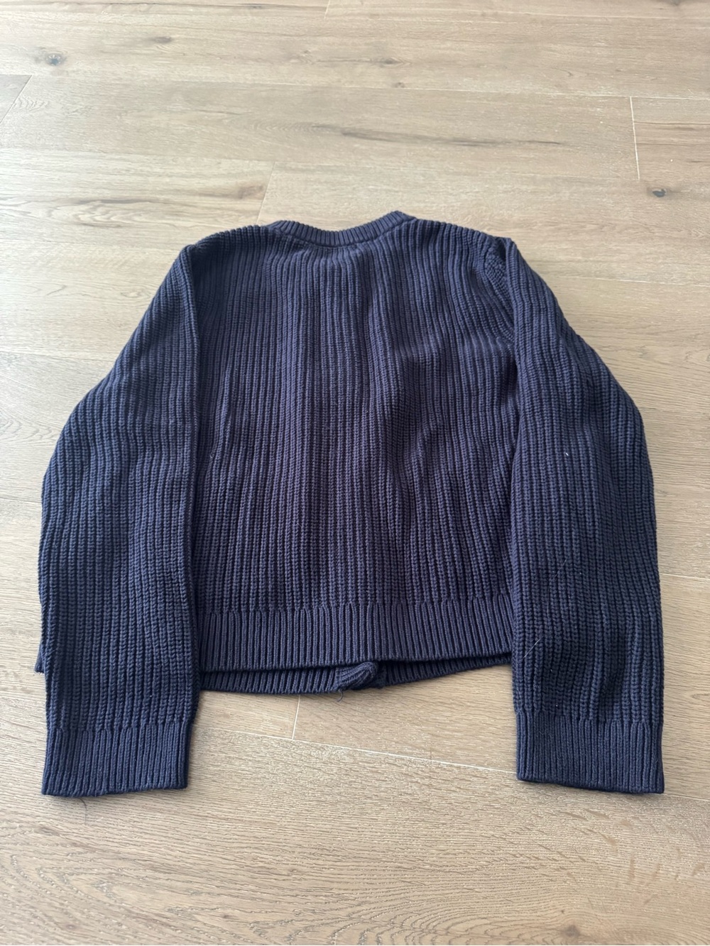 H&M Navy Ribbed Button-Front Cardigan with Front Pockets - Picture 5 of 5